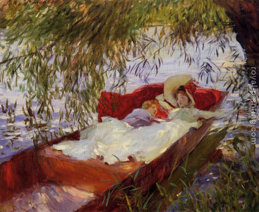 John Singer Sargent : Two Women Asleep in a Punt under the Willows